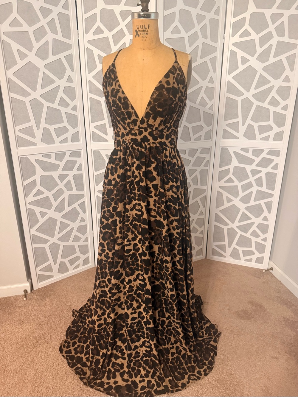 Leopard Print V-Neck Maxi Dress - NWT
